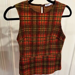 Zara Plaid Sleeveless Blouse in Red, Green, Yellow